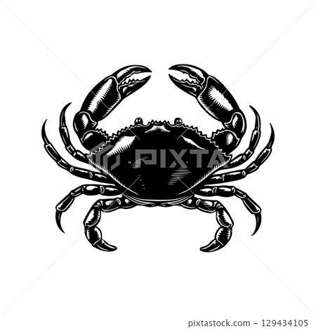 Vintage  engraving illustration of crab. Seafood emblem with crab. Vector crab illustration 129434105