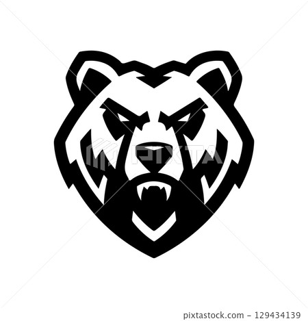 Grizzly bear. Bear emblem. Modern style bear sign. Vector illustration 129434139