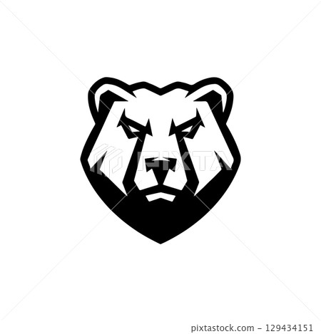 Grizzly bear. Bear emblem. Modern style bear sign. Vector illustration 129434151
