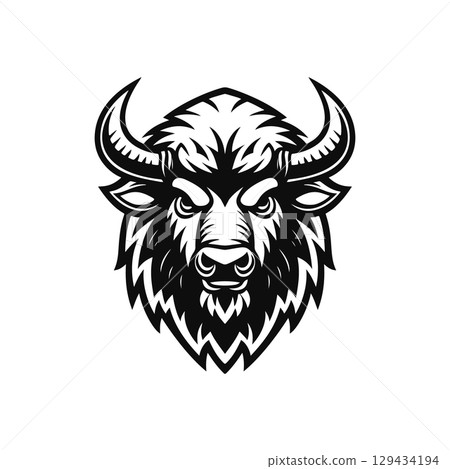 Bull head icon isolated on white background. Design element for poster, t-shirt, emblem, sign. Vector illustration Bull head icon isolated on white background. Design element for poster, t-shirt, emblem, sign. Vector illustration 129434194
