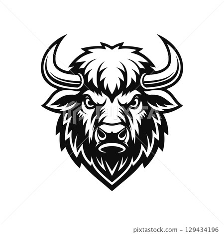 Bull head icon isolated on white background. Design element for poster, t-shirt, emblem, sign. Vector illustration 129434196