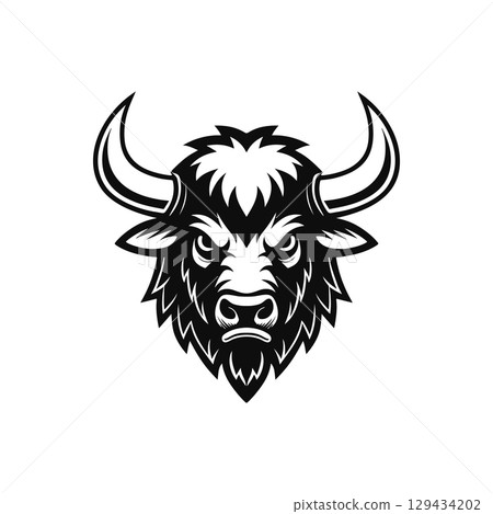 Bull head icon isolated on white background. Design element for poster, t-shirt, emblem, sign. Vector illustration Bull head icon isolated on white background. Design element for poster, t-shirt, emblem, sign. Vector illustration 129434202