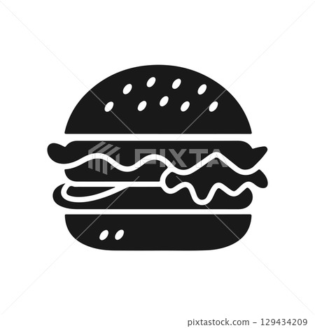Illustration of a hamburger. Burger emblem. Vector illustration Illustration of a hamburger. Burger emblem. Vector illustration 129434209