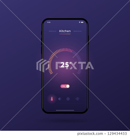 Dashboard UI and UX Kit. Control center design. Temperature control in the room. 129434433