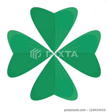 Four-leaf clover single leaf, the symbol of Saint Patrick Day and Ireland, irish vector illustration in green color 129434439