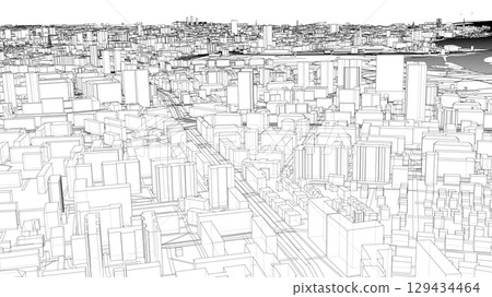Urban modern landscape. Vector rendering of 3d 129434464