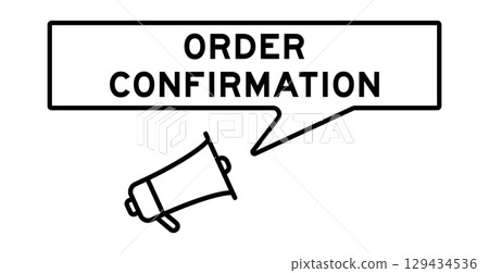 Megaphone icon with speech bubble in word order confirmation on white background Megaphone icon with speech bubble in word order confirmation on white background 129434536