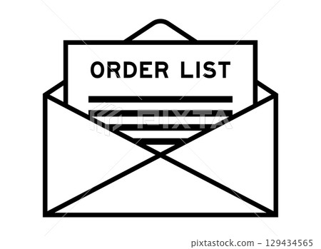 Envelope and letter sign with word order list as the headline Envelope and letter sign with word order list as the headline 129434565