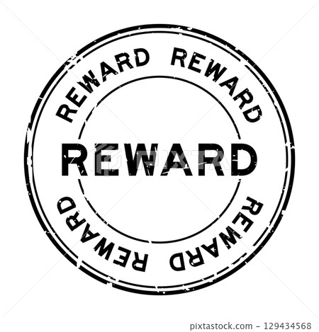 Grunge black reward word round rubber seal stamp on white background 129434568