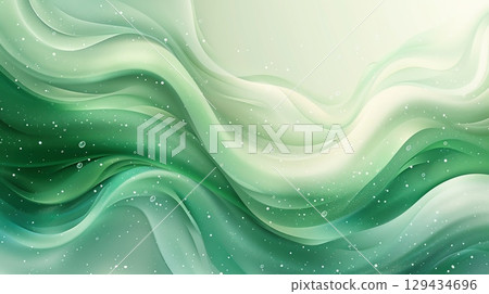 Abstract background of green wave pattern and water drops 129434696