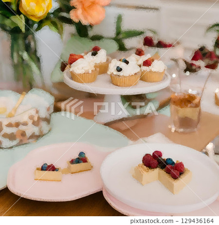 Cute decorated cake 129436164