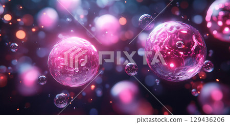 Microscopic view of sperm reproduction cells in light pink on dark background. Header banner mockup with copy space. Microscopic view of sperm reproduction cells in light pink on dark background. Header banner mockup with copy space. 129436206