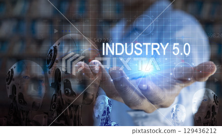 Smart Industry Concept for Digital Factory Manufacturing Technology that demonstrates the automated manufacturing process of Industry 5.0 or the 5th Industrial Revolution Smart Industry Concept for Digital Factory Manufacturing Technology that demonstrates the automated manufacturing process of Industry 5.0 or the 5th Industrial Revolution 129436212