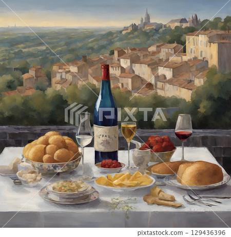 Landscape with wine 129436396