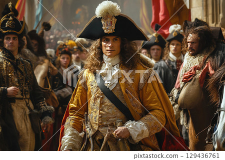 Charles of Habsburg enters Madrid in 1710 with grand ceremony and celebration 129436761