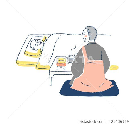 僧侶臨終時，在遺體前念誦枕經 129436969
