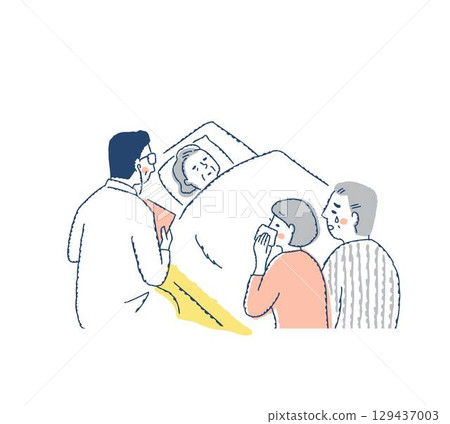 一位老婦人在家人的陪伴下去世 129437003