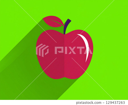 Simple and cute apple illustration. AI-generated image. 129437263