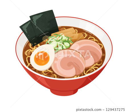 醬油拉麵插畫素材 醬油拉麵插畫素材 129437275