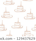 Hand drawn piece of birthday cake seamless pattern 129437629