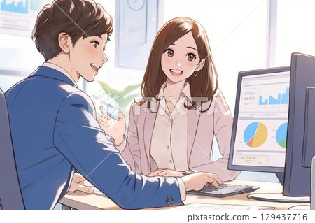 Meeting_Business people in suits_Illustration 2 129437716