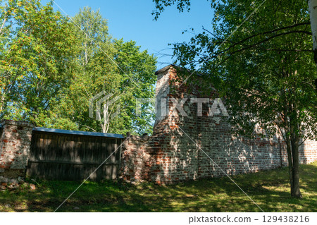 Kirillo-Belozersky Monastery.  Ancient brick wall. 129438216