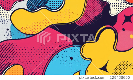 Colorful abstract comic background vibrant art style graphic design digital artwork creative space visual inspiration 129438690