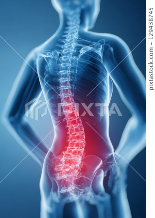 Exploring human spine pain areas medical illustration healthcare environment anatomical perspective understanding back health 129438745