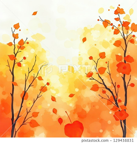 Atmospheric fall landscape with trees and splashes Atmospheric fall landscape with trees and splashes 129438831