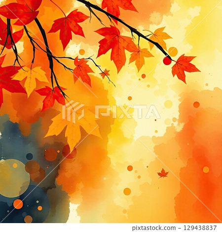 Atmospheric fall landscape with trees and splashes 129438837