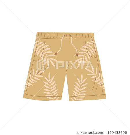 Coroful shorts, men swimsuit vector illustration. Swimming trunks cartoom icon. 129438896