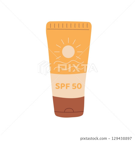 Sunscreen UV protection cream tube. Flat Vector illustration. Summer skin care Sunscreen UV protection cream tube. Flat Vector illustration. Summer skin care 129438897