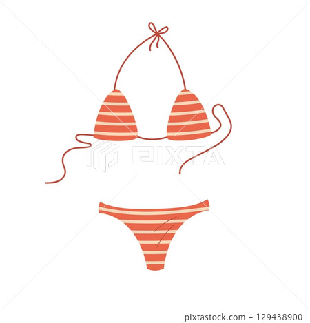 Women bikini flat vector illustration. Female stylish swimwear. Fashion swimsuit Women bikini flat vector illustration. Female stylish swimwear. Fashion swimsuit 129438900