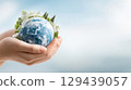 Promoting sustainability world earth day celebration nature outdoor close-up environmental awareness 129439057