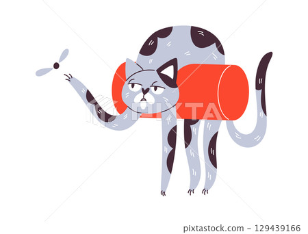 Lazy bored cat playing insect 129439166