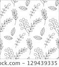 Simple botanical seamless pattern. Doodle floral pattern with berries and leaves. 129439335