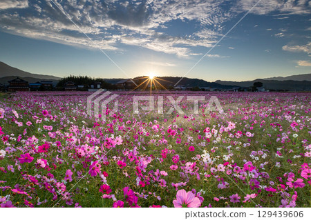 太陽升起時的壯麗宇宙景觀 129439606