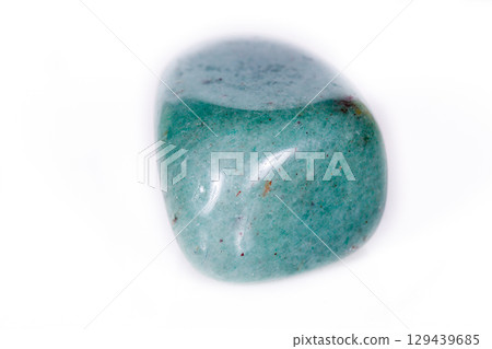 Macro mineral stone aventurine green on white background 129439685
