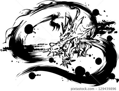 龍墨水畫插圖 129439896