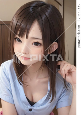Young woman touching her hair 129440339