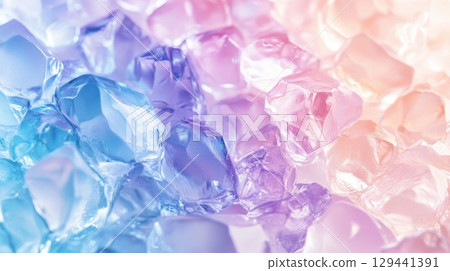 Colorful ice crystals reflecting light in a vibrant, artistic arrangement for creative backgrounds 129441391