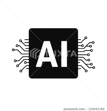 Ai Symbol with Circuit Board Design. 129442168