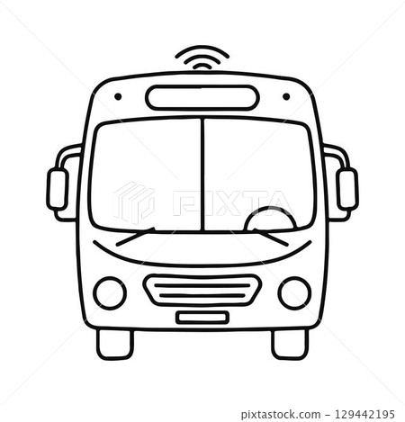 Bus with Wi-Fi Signal Symbol. Smart Bus with Wireless Connection. Bus with Wi-Fi Signal Symbol. Smart Bus with Wireless Connection. 129442195
