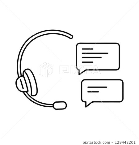 Customer Support Chat Illustration. Headset with Speech Bubbles. 129442201