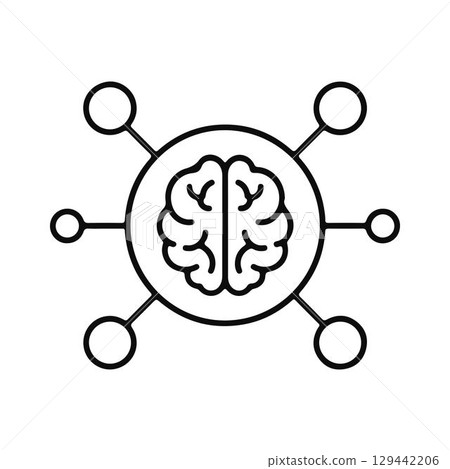 Brain Network Connection. Brain with Connected Nodes. 129442206