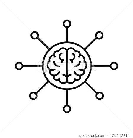 Brain Network Connection. Brain with Connected Nodes. 129442211