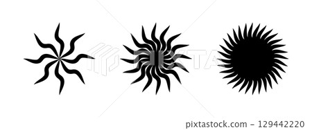 Spinner groovy sun symbols. Round swirl icons. Fan, propeller, cooler or pinwheel toy signs. Vortex, vertigo or tornado pictograms isolated on white background. Vector graphic illustration Spinner groovy sun symbols. Round swirl icons. Fan, propeller, cooler or pinwheel toy signs. Vortex, vertigo or tornado pictograms isolated on white background. Vector graphic illustration 129442220