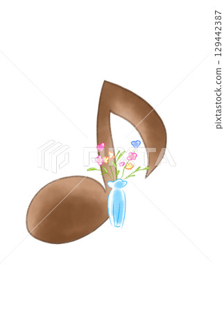 Musical notes with flowers in a vase Musical notes with flowers in a vase 129442387