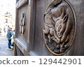 Early spring at Yushima Tenmangu Shrine: Cow and plum sculptures 129442901