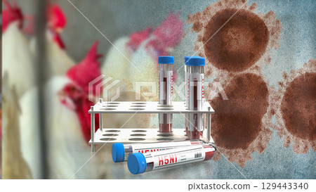 The Blood Tube for avian influenza or bird flu concept 3d Rendering. 129443340